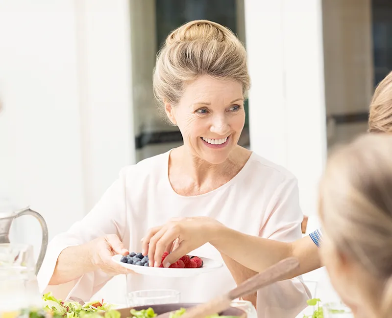 Senior with dental crowns